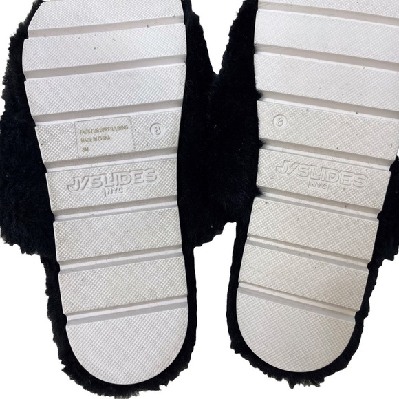 Urban Sport by J Slide Babee Faux Fur Sandal Slide Black Size 8 Double Buckle - Picture 9 of 9